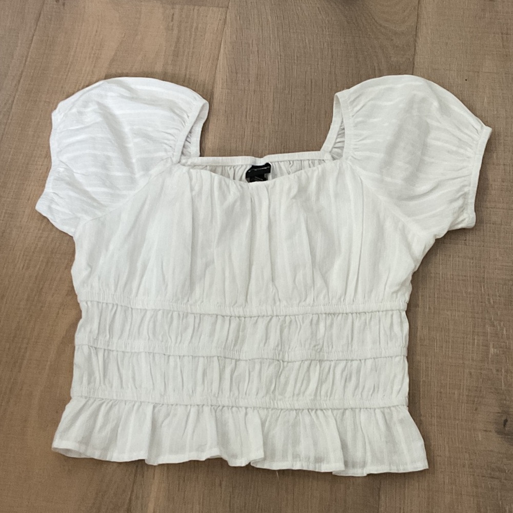 Art Class White Ruffled Puff Sleeve Blouse